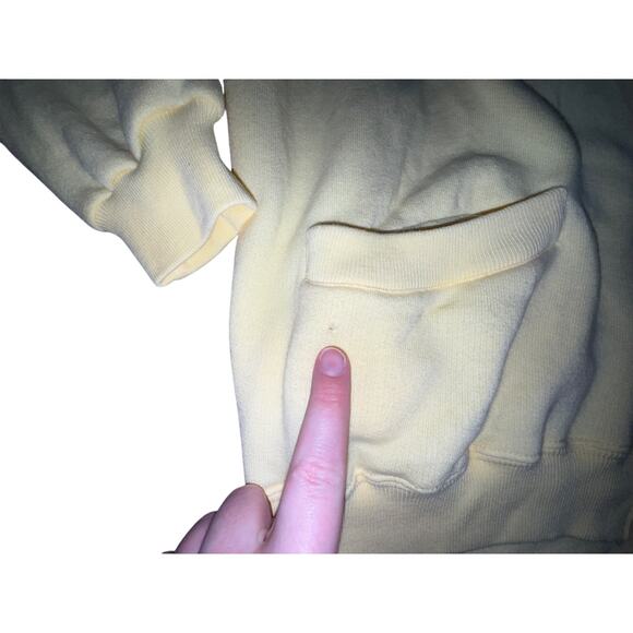 Benetton Italian Vintage 80s Butter Yellow Preppy Cardigan Tennis Sweatshirt  L - Picture 3 of 5